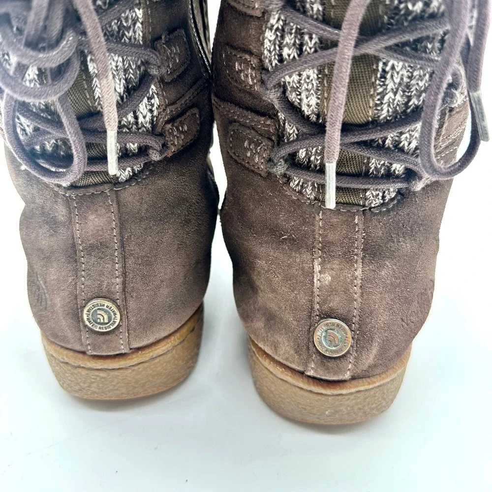 The North Face Alana Women Brown Suede Mid Knit Cuff Insulated Boots Size 8.5